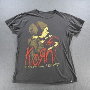 Korn Mens Follow the Leader Graphic T-Shirt Size Medium Charcoal Gray